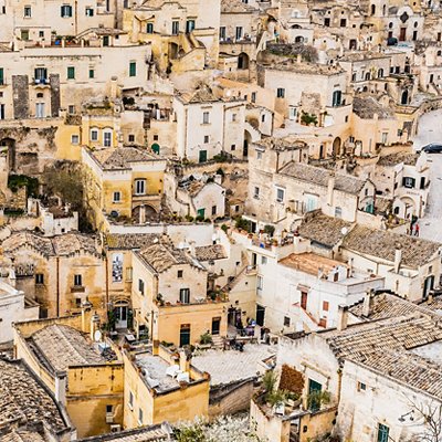 Panoramas of the ancient medieval city of Matera, in Italy.