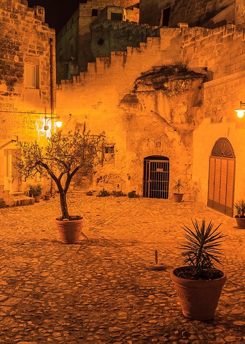 Sassi of Matera at night. Sassi of Matera at night.