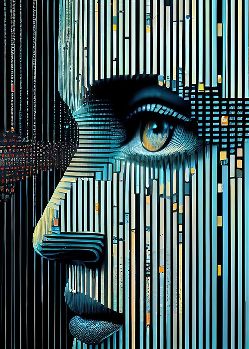 Futuristic computer graphic of glowing human face ,generative AI Futuristic computer graphic of glowing human face ,generative AI