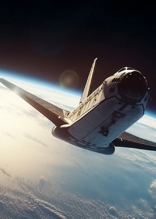 Flying fighter plane orbits planet in futuristic space exploration journey generated by AI Flying fighter plane orbits planet in futuristic space exploration journey generated by AI