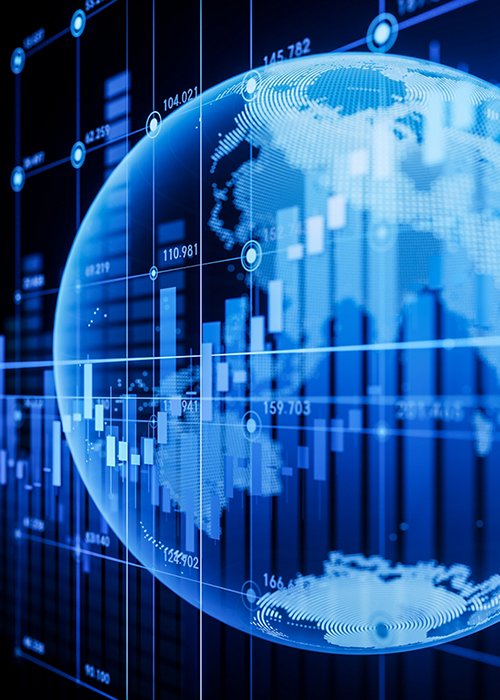 Statistical graph and virtual Earth with finance concept, 3d rendering.