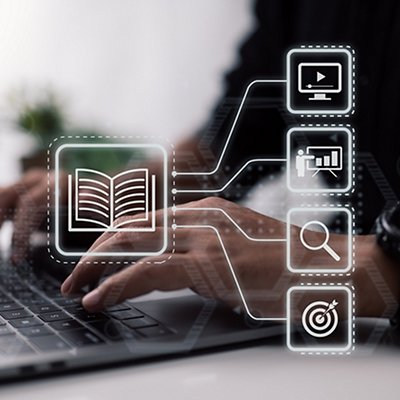 Online education concept, e-learning, learn on internet at home Online education concept, e-learning, learn on internet at home