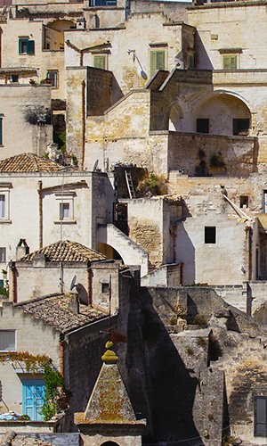 Beautiful view of a small town old buildings made from bricks