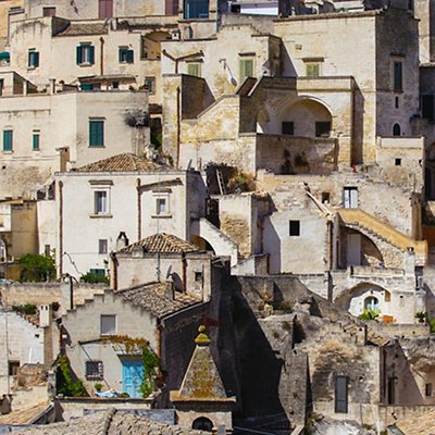 Beautiful view of a small town old buildings made from bricks