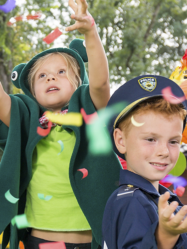 Kids enjoying the confetti rain
