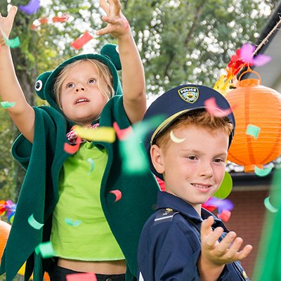Kids enjoying the confetti rain