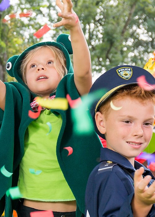 Kids enjoying the confetti rain
