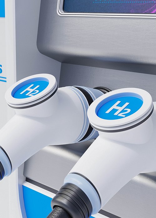 Hydrogen fuel car charging station white color visual concept design. 3d Illustration Hydrogen fuel car charging station white color visual concept design. 3d Illustration