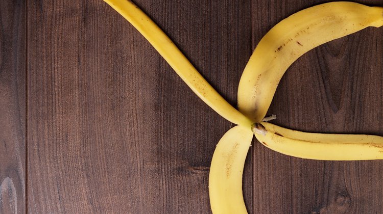 banana peel on the wooden background