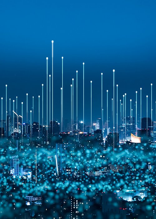 5G network digital hologram and internet of things on city background.5G network wireless systems. 5G network digital hologram and internet of things on city background.5G network wireless systems.