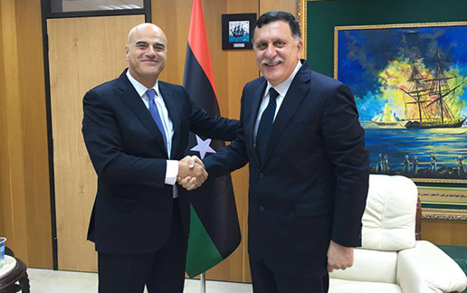 Eni CEO Claudio Descalzi meets with the Head of the Presidential Council of the Libyan Government of National Accord, Fayez al-Serraj