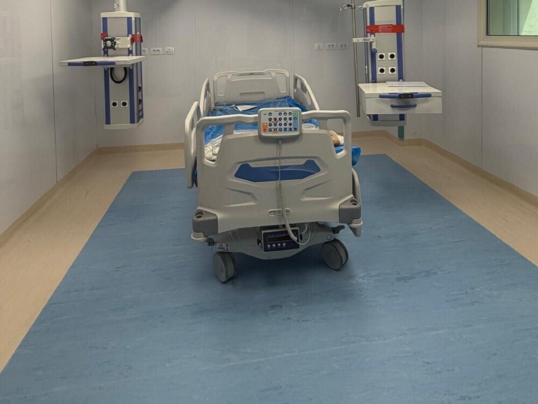A hospital bed in a refurbished ward