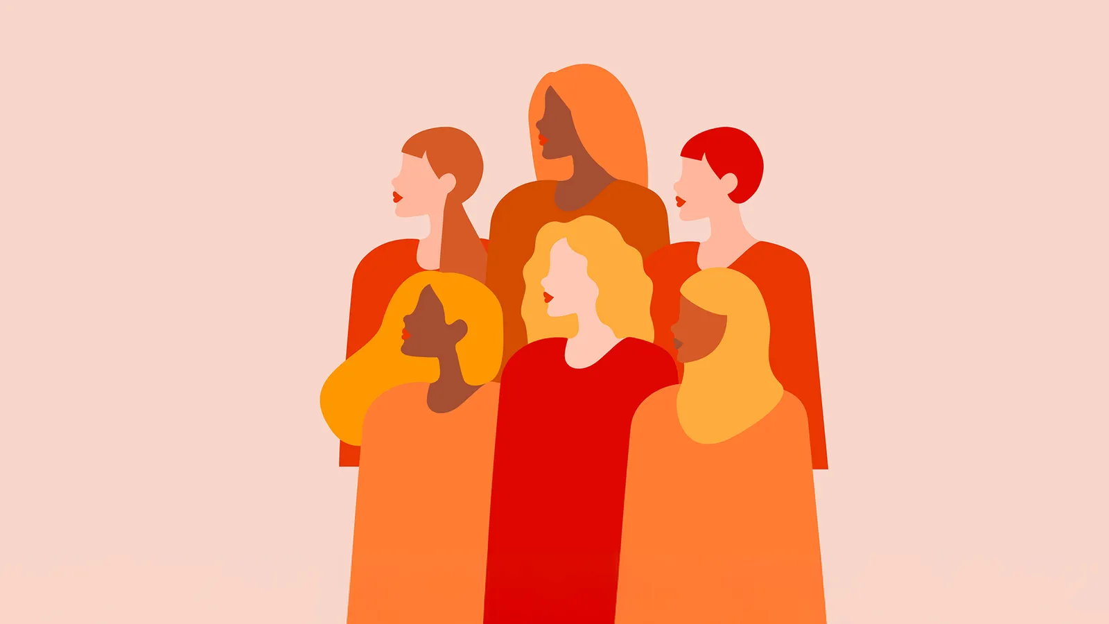 Stylised illustration of a group of women.